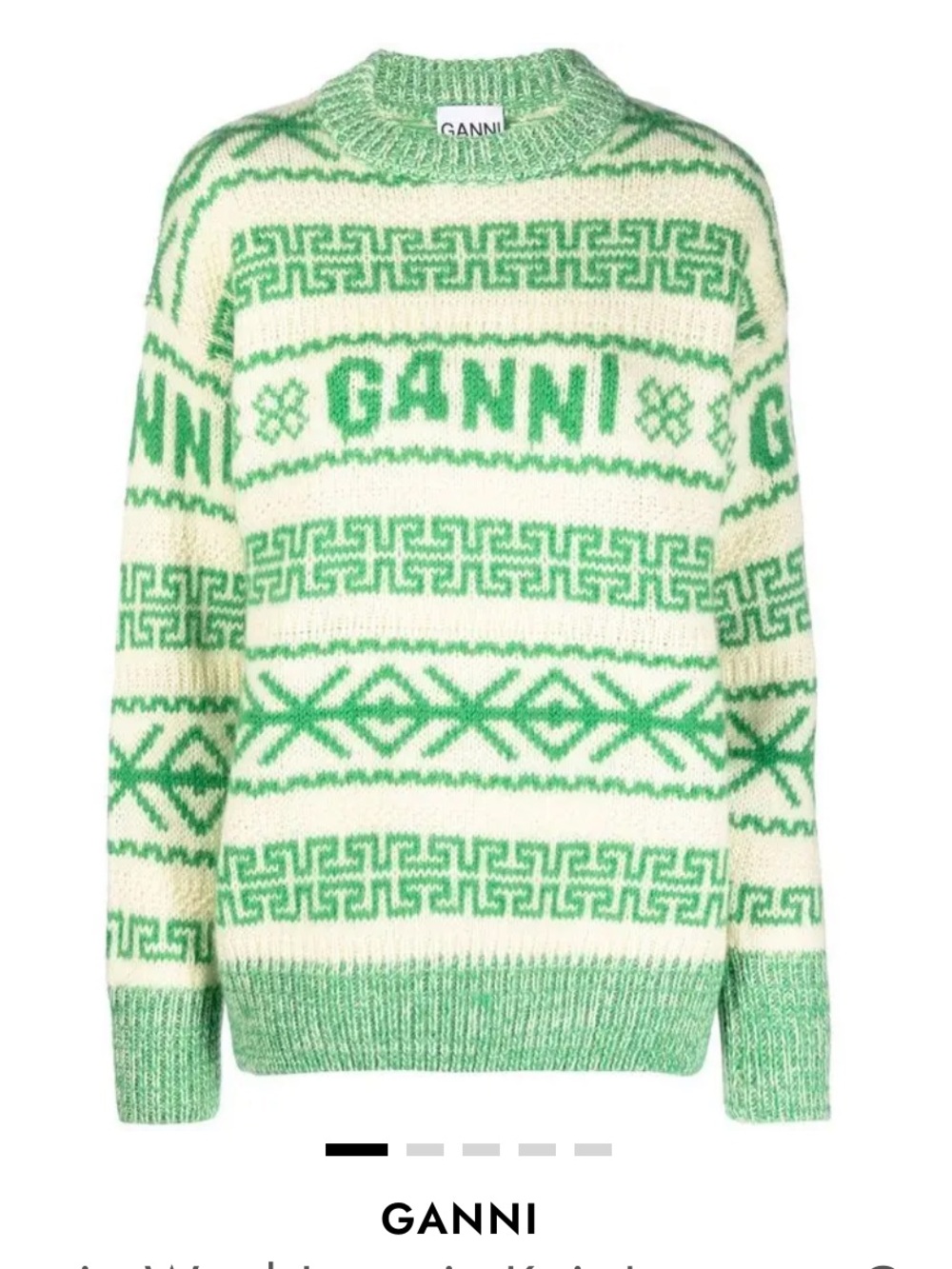 Ganni 🦠 Green Wool Logo Sweater